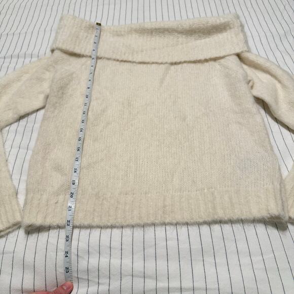 BA&SH Troca Alpaca Wool Blend Sweater off-the-shoulder fuzzy sweater size 3/L - Picture 10 of 11